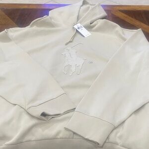 Polo by Ralph Lauren Light Beige Hoodie with Tonal Pony Logo